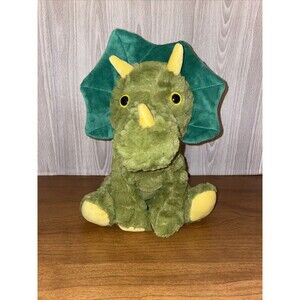 Goffa Dinosaur Plush Stuffed Animal Toy Sitting Triceratops Green - 10.5" Tall